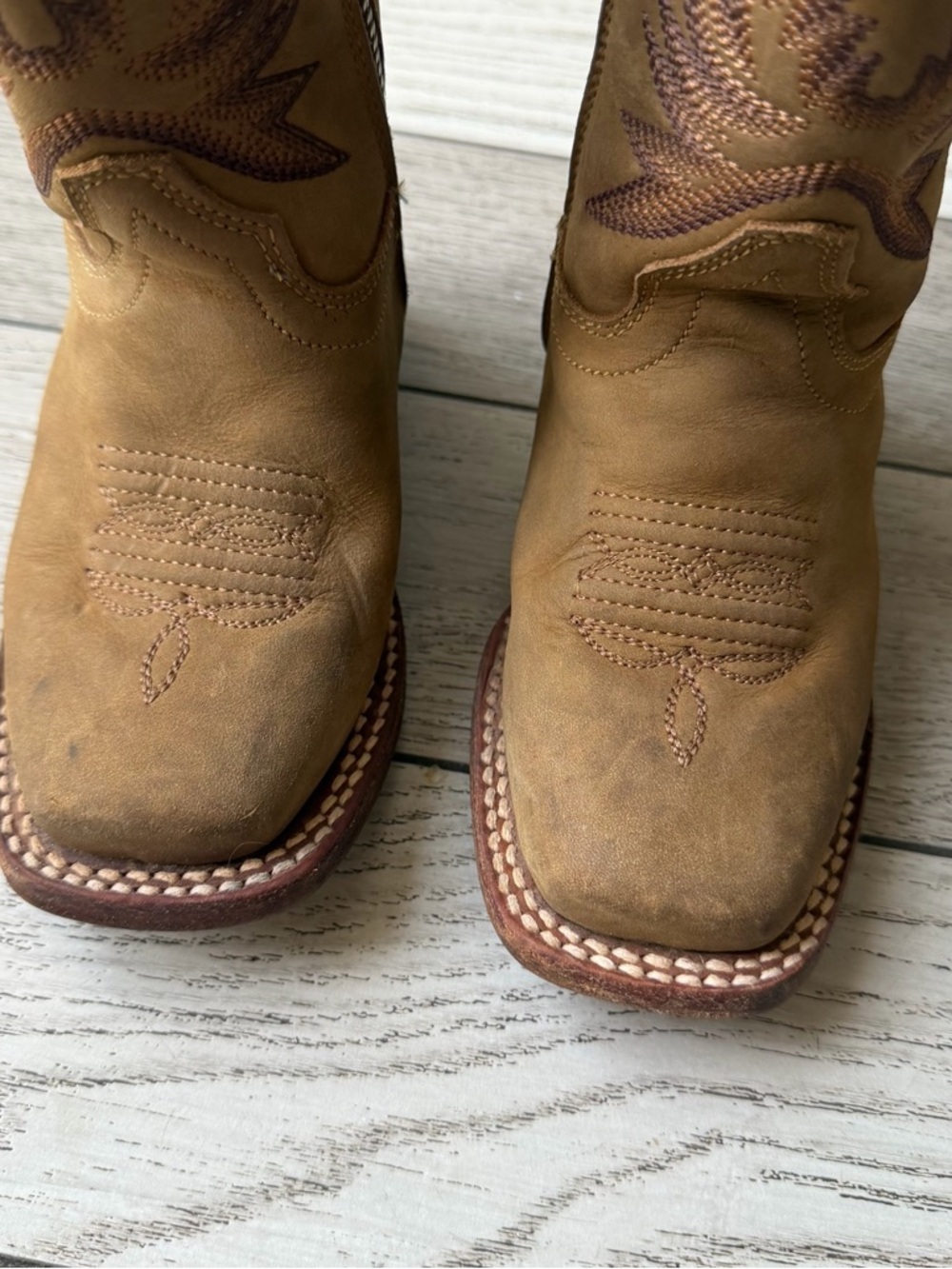 JINETES Kids Tan Western Pull-On Boots with Side Zip size 9 - Picture 4 of 6